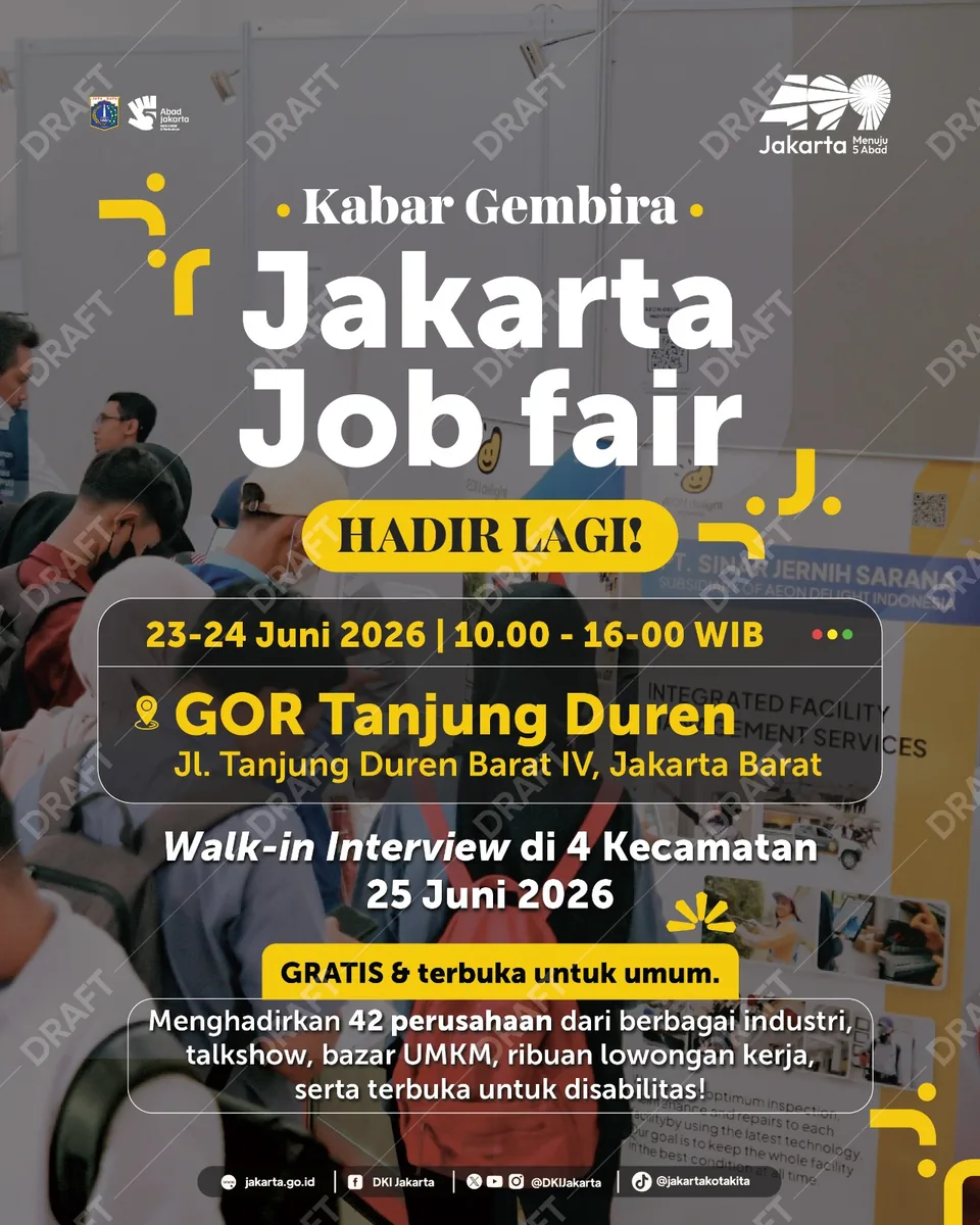 Job Fair Provinsi Sulawesi Selatan 2026 (Suku Dinas TKTE Wilayah Provinsi Sulawesi Selatan Barat) : 23-24 Juni 2026